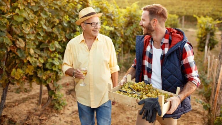 Men sipping wine