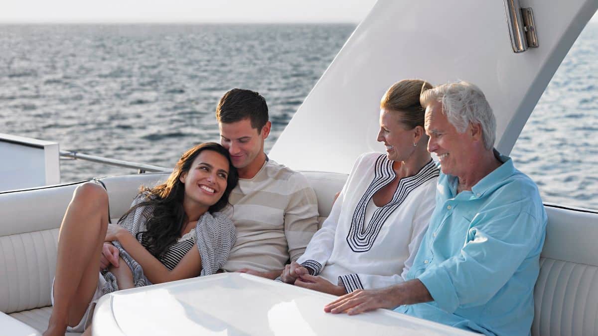 Family on yacht