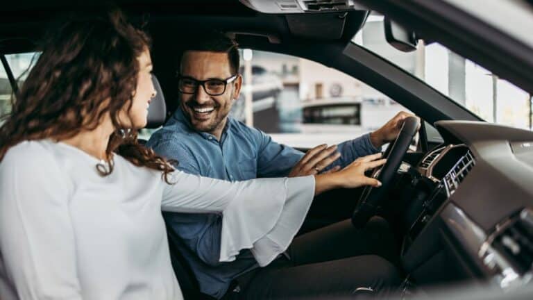 Happy in car