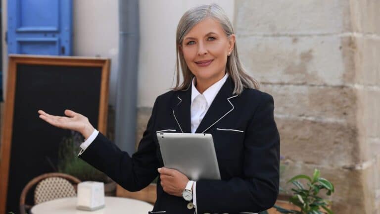 Woman is a greeter