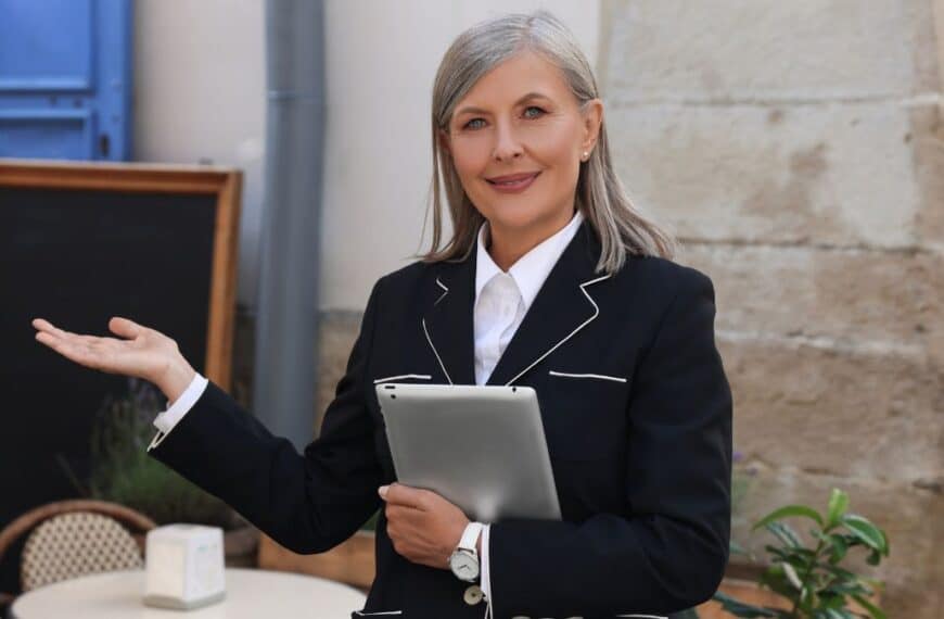 Woman is a greeter